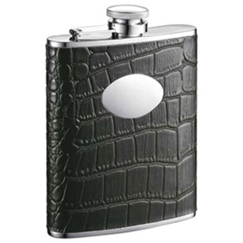 Visol Vf1214 Noir Black Crocodile Leather 6oz Stainless Steel Flask 1 Kroger