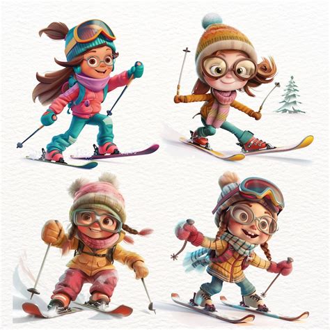 cute skiing girl clipart playful girl image winter sport png active
