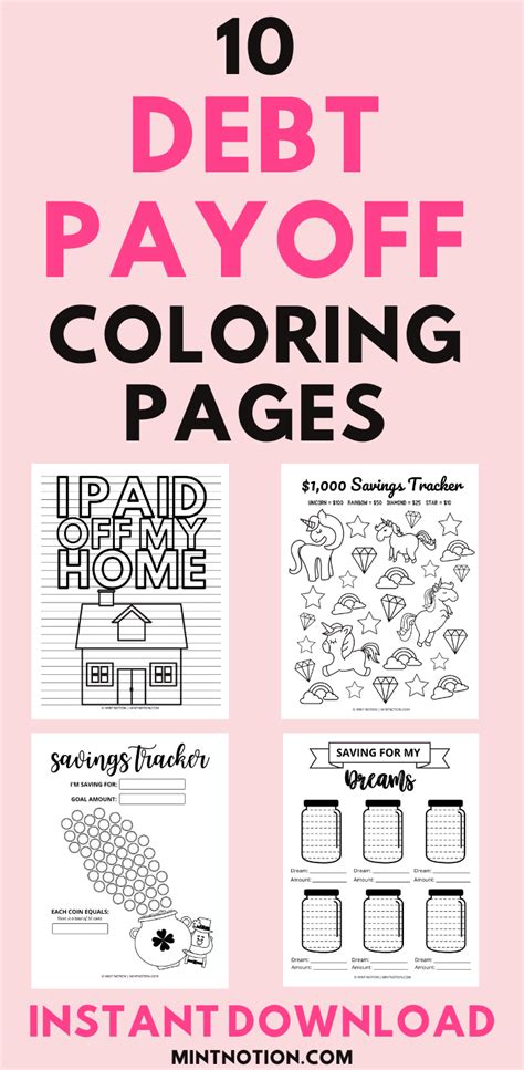 10 Savings And Debt Payoff Coloring Pages Saving Money Chart Debt