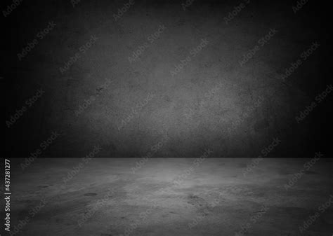 Empty black concrete floor and wall background Stock Photo | Adobe Stock