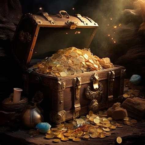 There Is A Chest Full Of Gold Coins And A Candle Generative Ai