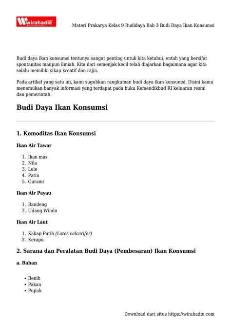 SOLUTION Materi Prakarya Kelas 9 Budidaya Bab 3 Budi Daya Ikan