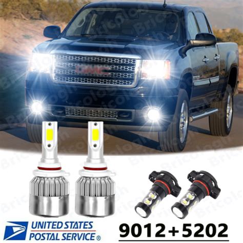 For 2014 2015 Gmc Sierra 1500 White 9012 Led Headlight 5202 Fog Light Bulbs Kit Ebay