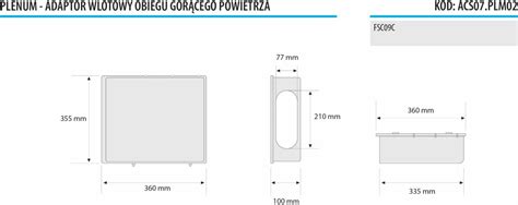 Plenum Adaptor Wlotowy Obiegu Gorącego Powietrza FSC09C klima W Domu