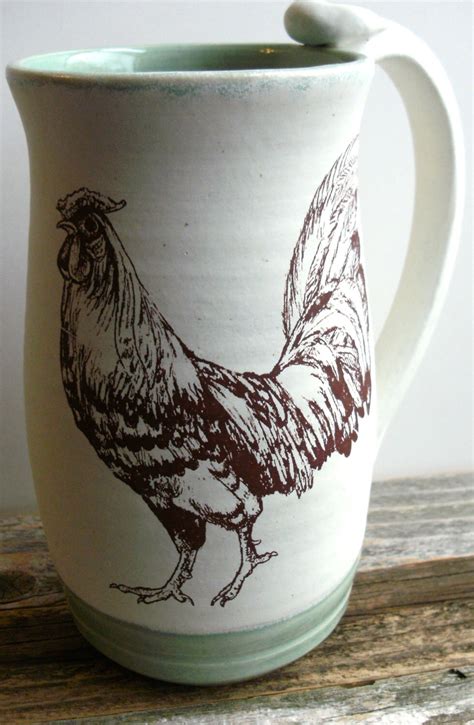 Rooster mug tall mug rooster coffee cup rooster by WhiteSwanStudio