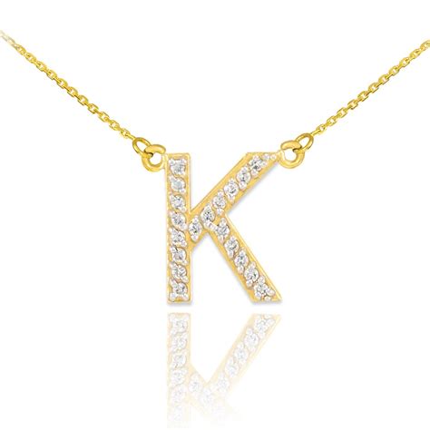 Diamond Letter K Pendant Necklace In 10K Gold Gold Boutique