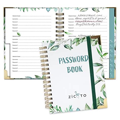 Simplified Greenery Password Book with Alphabetical Tabs - Pocket Sized ...