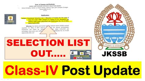 Jkssb Provisional Selection Listallocation Of Cadres For The Post Of