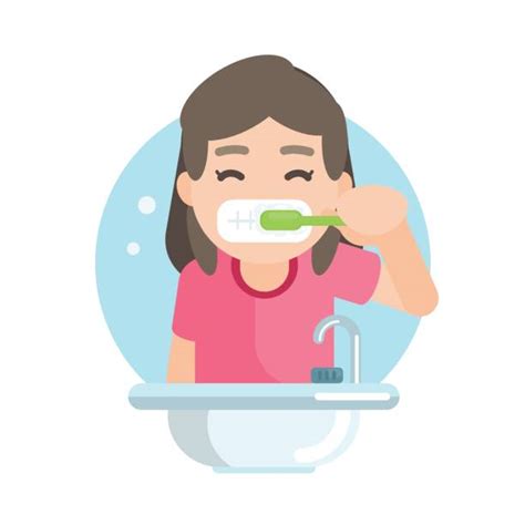 Woman Brushing Teeth Clip Art Vector Images And Illustrations Istock