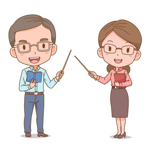 Linda Pareja De Dibujos Animados De Profesores 4903346 Vector En Vecteezy