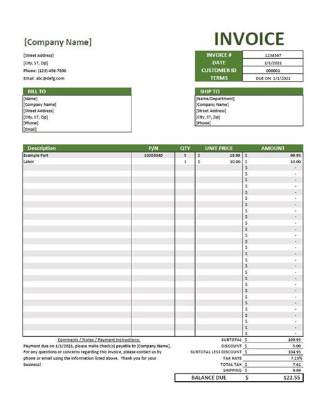 Buy Invoice Template excel, Editable, Printable Online in India - Etsy