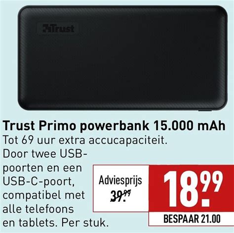 Trust Primo Powerbank Mah Aanbieding Bij Aldi