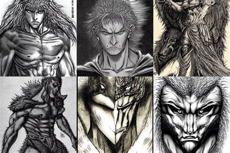 Stunning Character Design By Kentaro Miura Of A Half Stable Diffusion