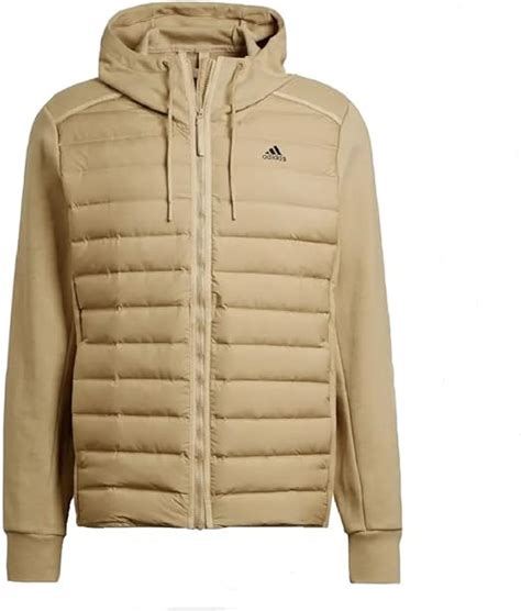 Adidas Mens Jacket Varilite Hybrid Hooded Full Zip Jacket Beige Tone