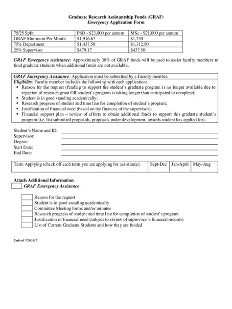 Fillable Online Graduate Research Assistantship Application Form Fax