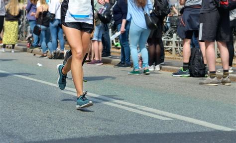 Premium Photo Marathon Running Race Woman Runner Feet On Road Racing