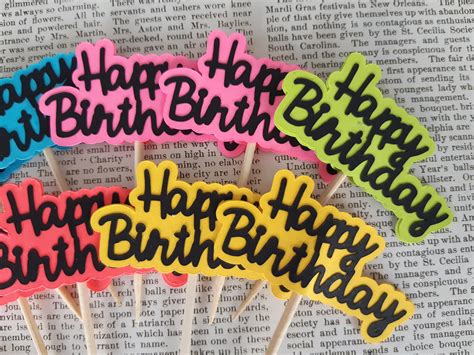 Happy Birthday Cupcake Toppers Birthday Decorations Etsy