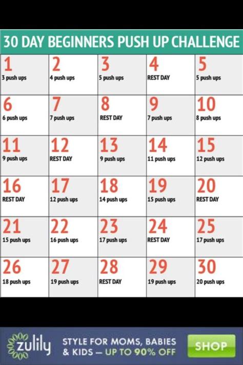 30 Day Beginners Push Up Challenge