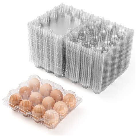 60 Pack Plastic Egg Cartons Cheap Bulk, One Dozen Clear Empty Egg Cartons for Chicken Egg ...