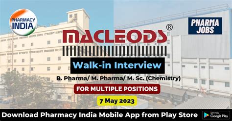 Walk In Interview B Pharma M Pharma M Sc For Production Qa Qc