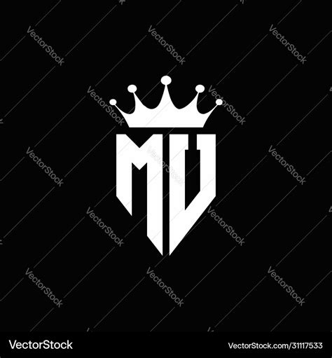 Mu logo monogram emblem style with crown shape Vector Image