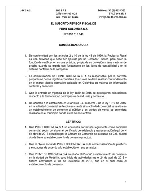 Certificado Revisor Fiscal Pruebas De Derecho Pdf Contador Gobierno