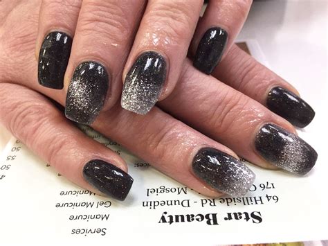 Sns Nails OmbrÉ Black And Silver Ombre Nails Glitter Nail Art Ombre