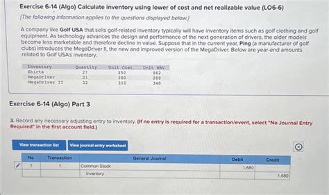 Solved Exercise 6 14 Algo Calculate Inventory Using Lower