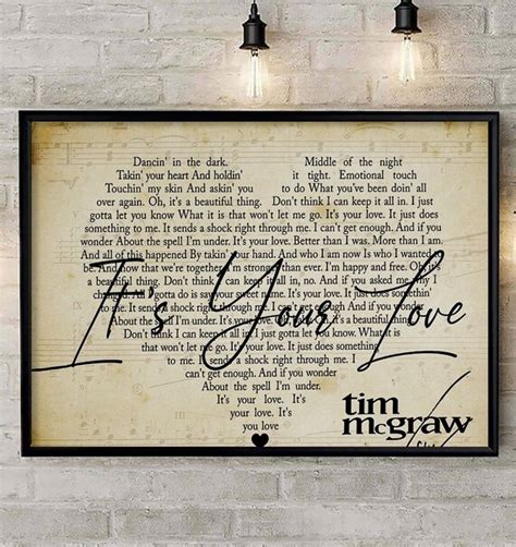 Tim Mcgraw Its Your Love Lyrics Poster Faith Hill Etsy