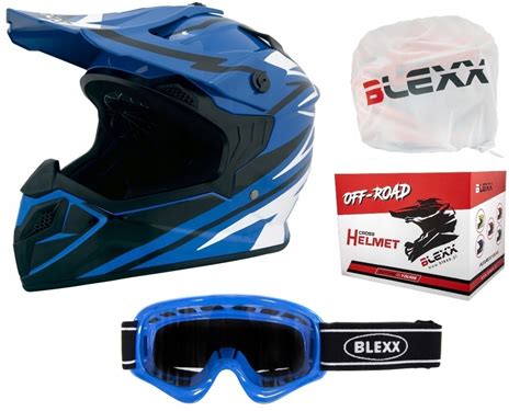 Zestaw Kask Blexx Ece Junior Cross Off Road Quad Enduro S Gogle Oraz