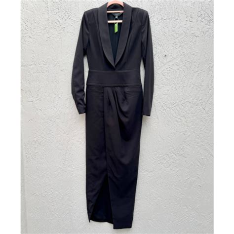 Chrissy Teigen X Revolve Long Sleeve Emmett Maxi Suit Dress Black Women