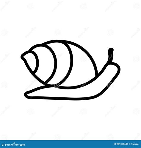 Snail Outline Illustration On White Background Slow Pace Concept