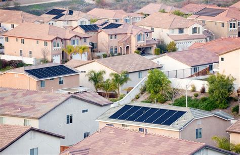 View Neighborhood with Solar Panels — Stock Photo © Feverpitch #2358829