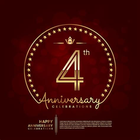 Premium Vector | 4 year anniversary logo in golden color