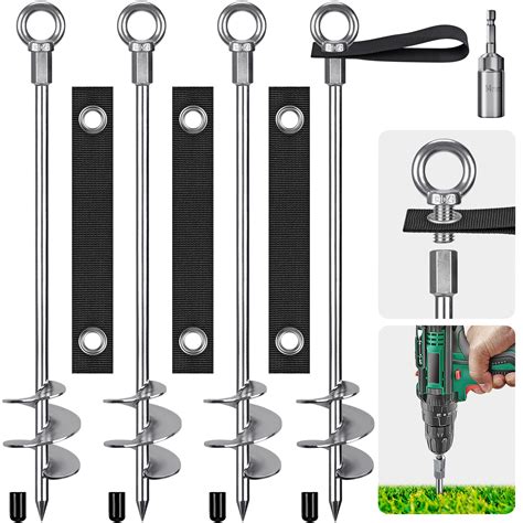 Snapklik.com : Insaga Fully Welded Ground Trampoline Anchors, 30 Spiral