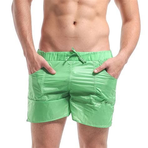 Mens Solid Short Super Thin Transparency Board Shorts Beachwear