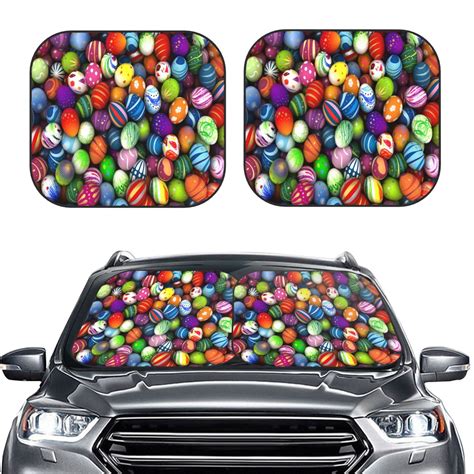 Bingfone Easter Eggs2 Windshield Sun Shade 2 Piece Foldable Car Front