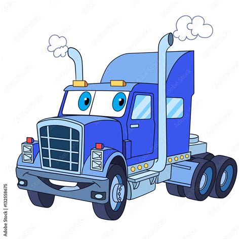 Vecteur Stock Cartoon Vehicle Transport Heavy Semi Truck Trailer