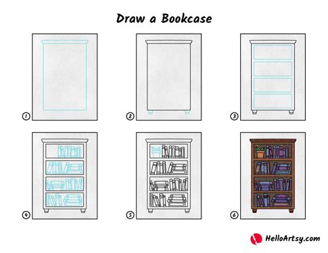 how to draw a bookcase