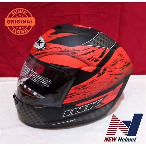 Jual HELM INK CLMAX 7 BLACK MATT RED FLUO CLEAR Shopee Indonesia