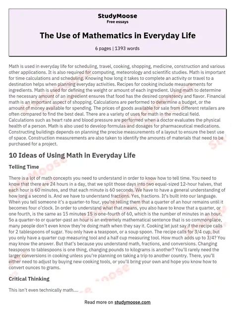 Essay On Mathematics In Daily Life Essay About Mathematics In