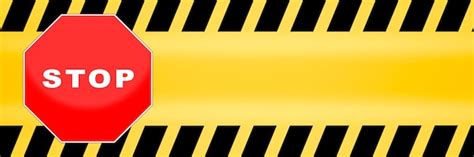 Premium Photo | Stop sign template with yellow caution police line ...