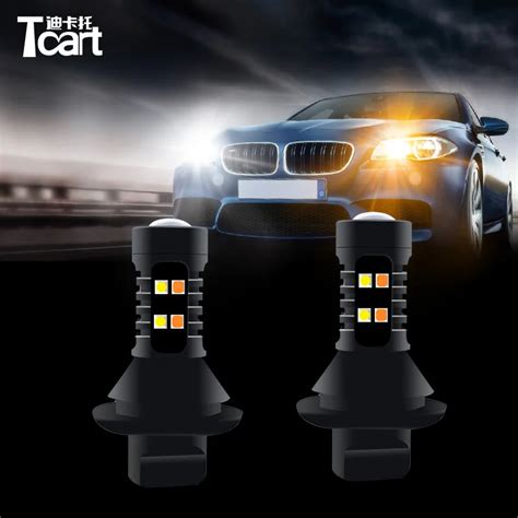 Tcart 2x Auto Led Bulb Car Drl Daytime Running Light Turn Signals White