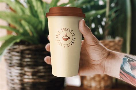 Free Hand Holding Coffee Cup Mockup PSD Designbolts