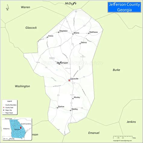 Map of Jefferson County, Georgia - Where is Located, Cities, Population ...