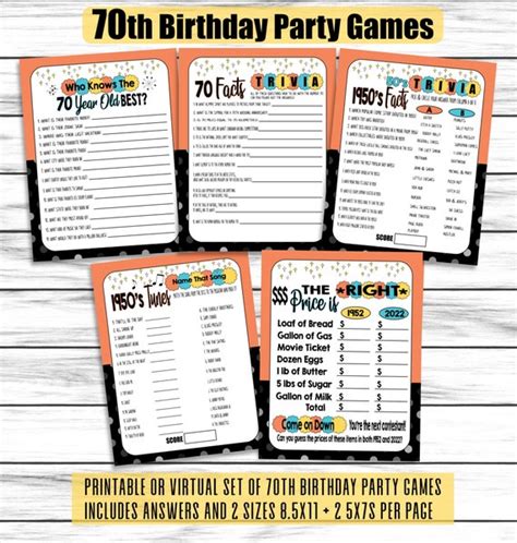 Party Games Born In 1952 70th Birthday Party Games Turning 70 Party