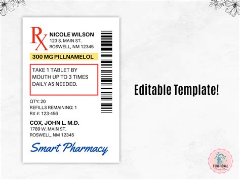 Prescription Label Template Editable Rx Bottle Label Template Party