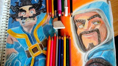 Dibujando al mago de fuego y Eléctrico Clash Royale Drawing of fire