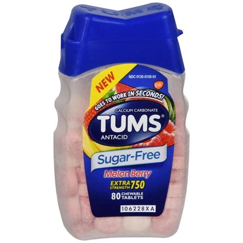 TUMS Extra Strength 750 Antacid Chewable Tablets Sugar Free Melon Berry