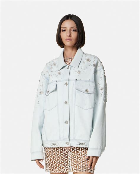 Versace Embellished Oversize Denim Jacket Versace